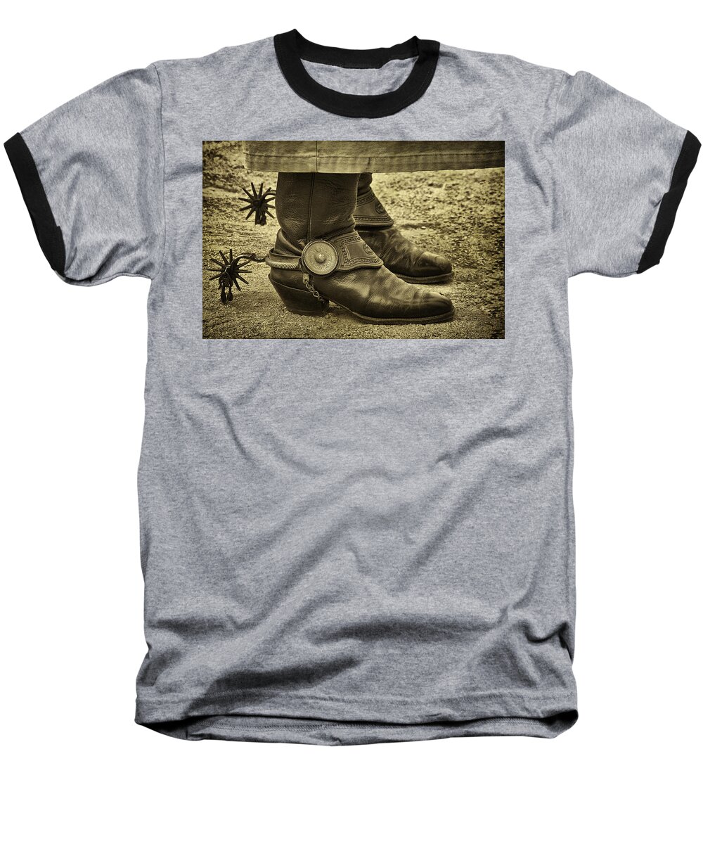 Boots Baseball T-Shirt featuring the photograph Ready to Ride by Priscilla Burgers