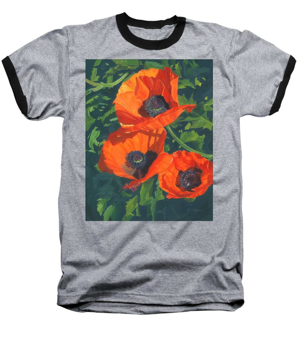 Poppies Baseball T-Shirt featuring the painting Red Poppies Three by Lynne Reichhart