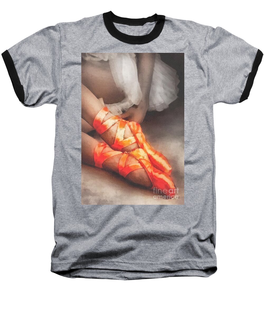 Red Shoes Baseball T-Shirt featuring the painting Red Shoes by Mo T
