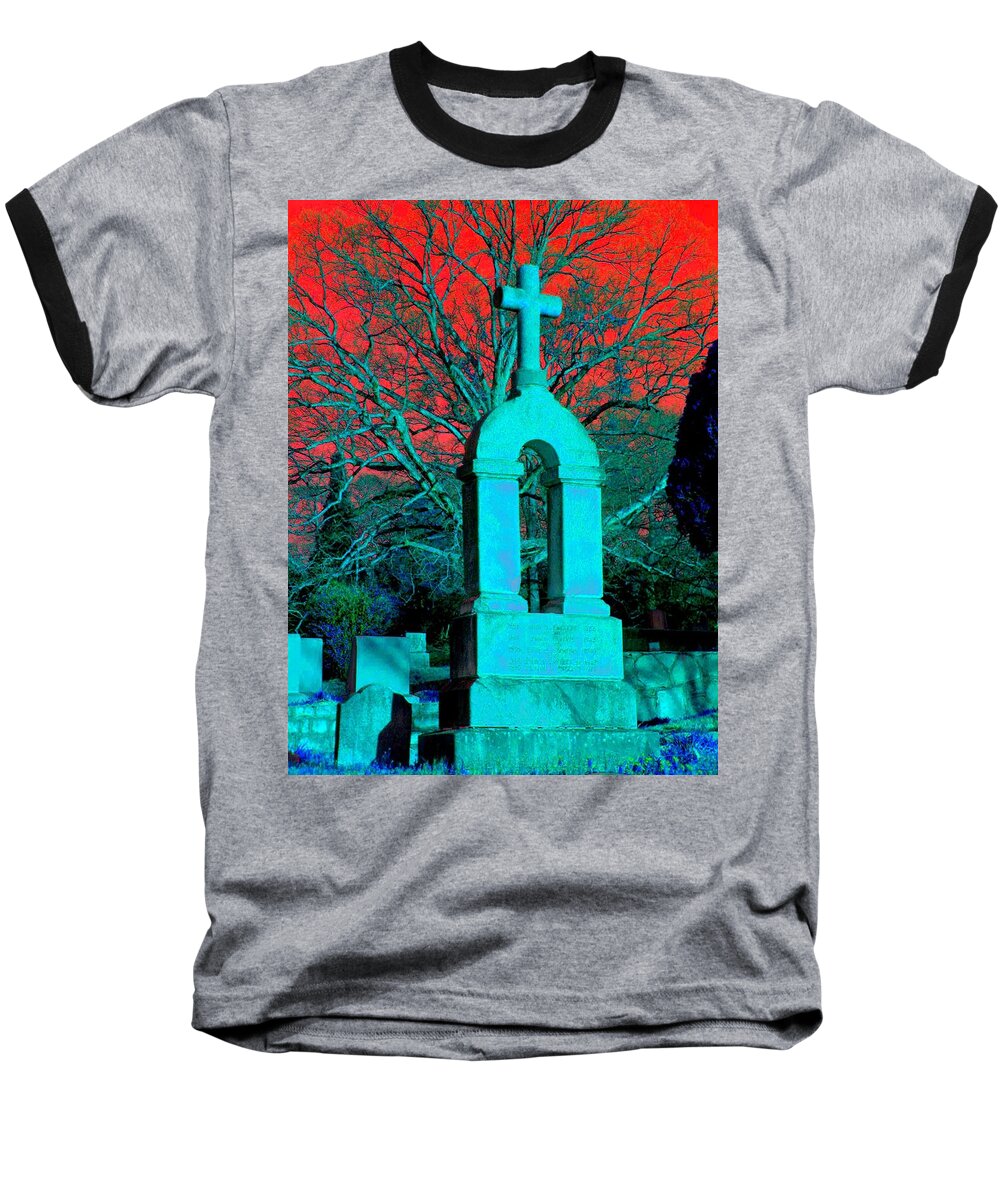 Blue Cross Baseball T-Shirt featuring the photograph Red Sky by Cleaster Cotton