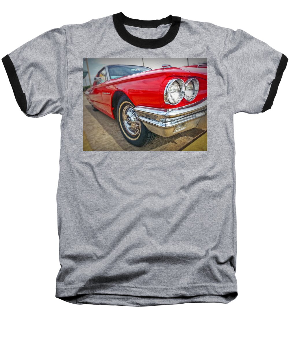 Tbird Baseball T-Shirt featuring the digital art Red Thunderbird by Linda Unger
