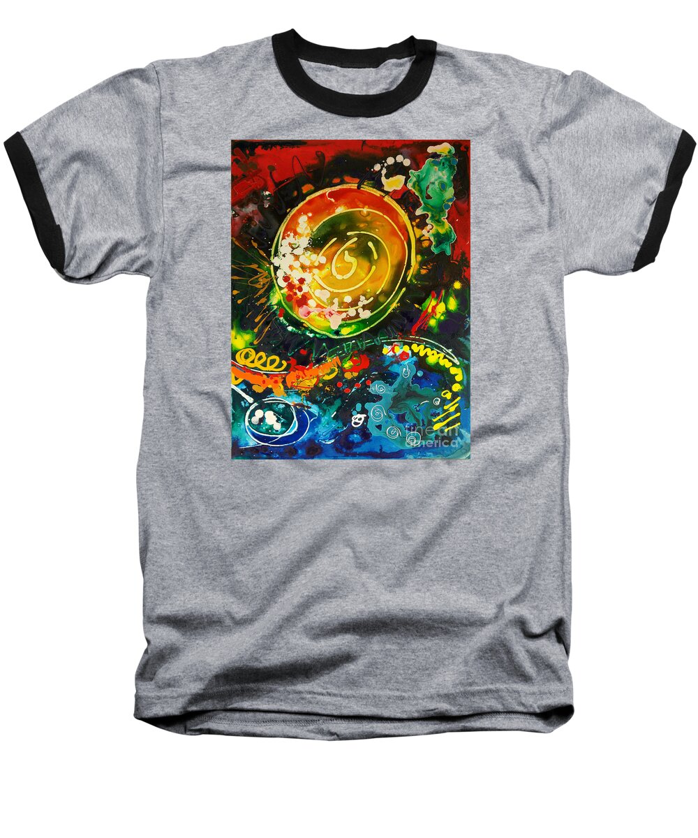 Sally Trace Baseball T-Shirt featuring the painting Redshift canvas 3 by Sally Trace