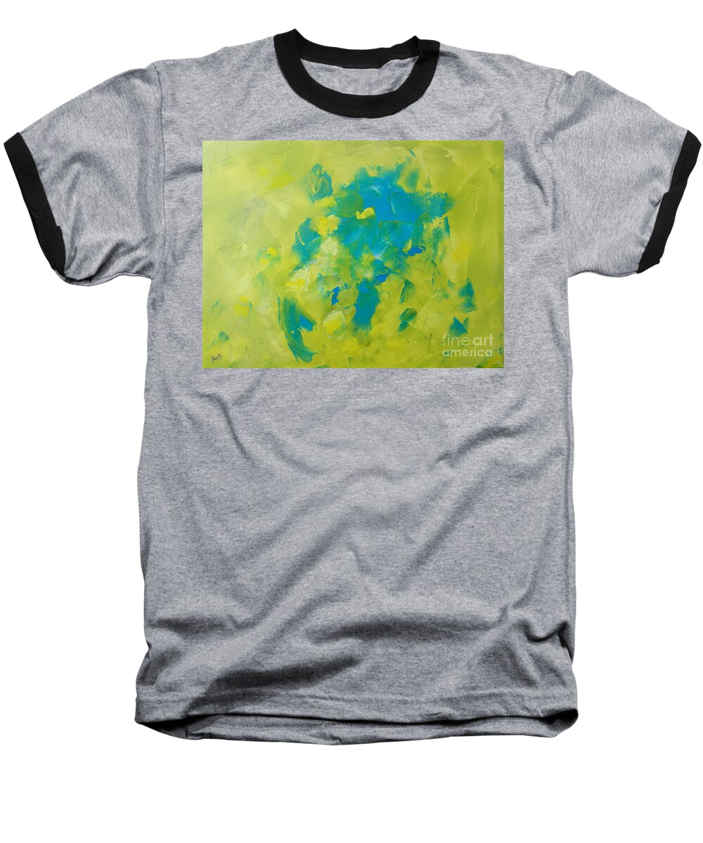 Green And Blue Baseball T-Shirt featuring the painting Refreshing by Preethi Mathialagan