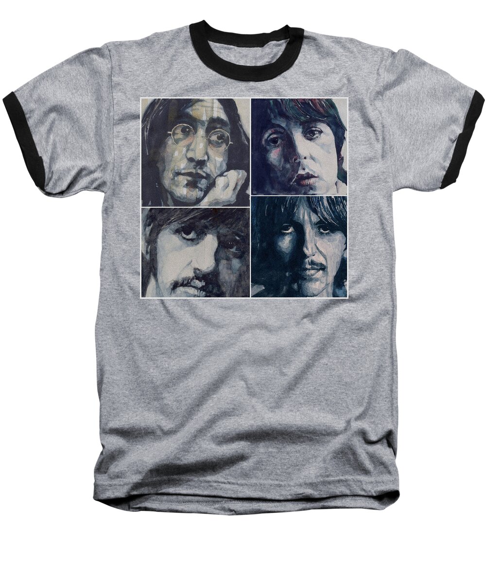 The Beatles Baseball T-Shirt featuring the painting Reunion by Paul Lovering