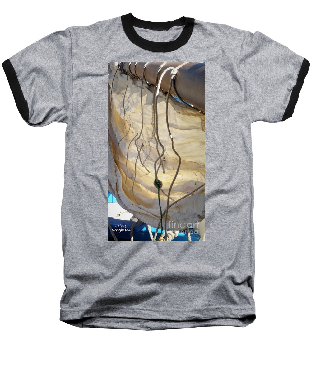 Sail Baseball T-Shirt featuring the photograph Rigging the Main by Lainie Wrightson