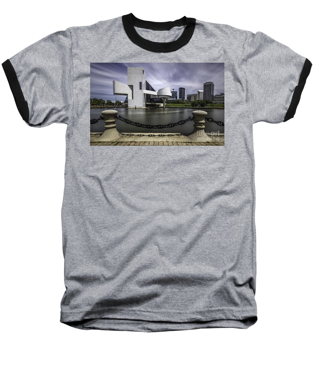 Rock & Roll Baseball T-Shirt featuring the photograph Rock and Roll Hall of Fame by James Dean
