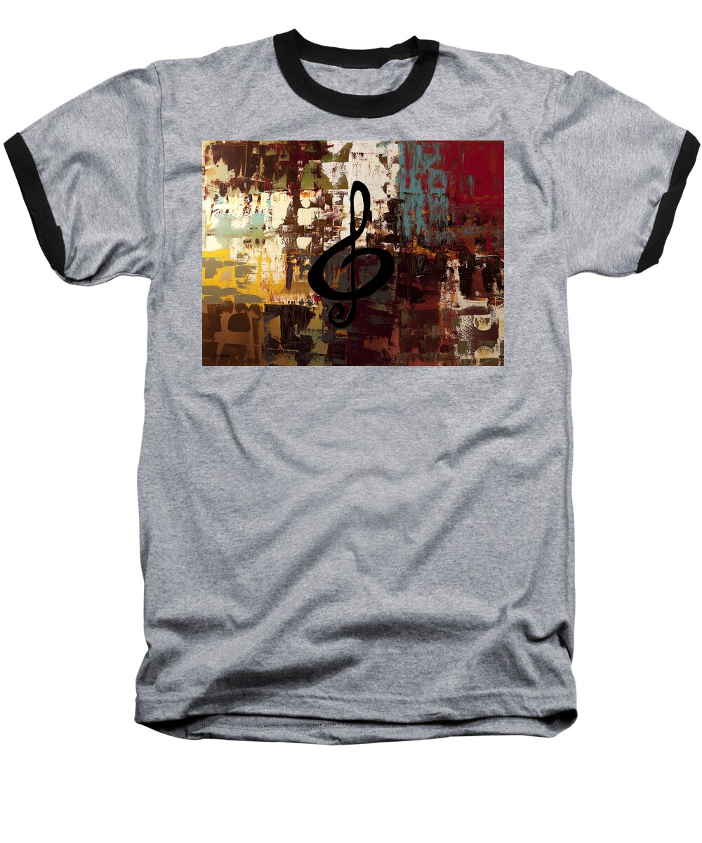 Music Abstract Art Baseball T-Shirt featuring the painting Rock On by Carmen Guedez
