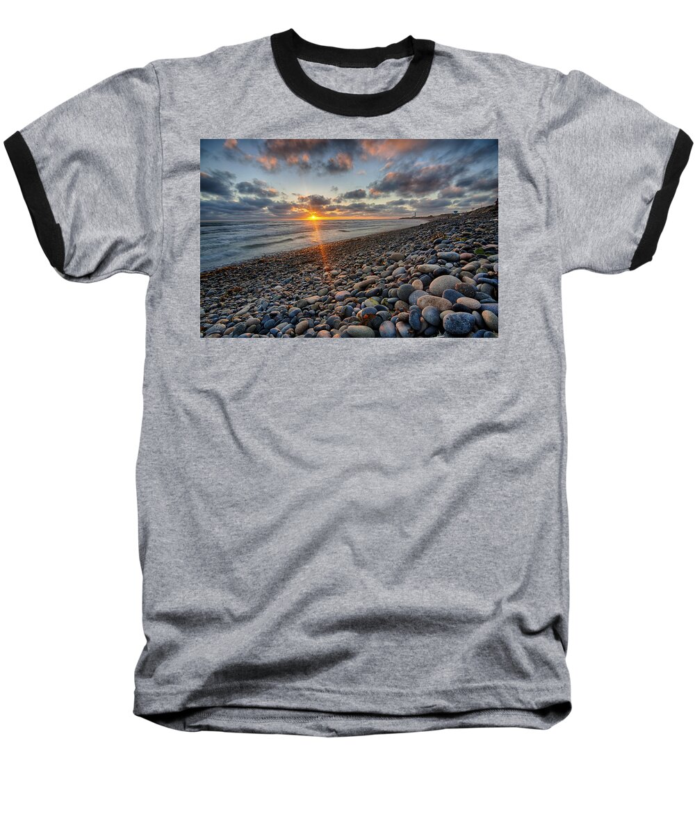 California Baseball T-Shirt featuring the photograph Rocky Coast Sunset by Peter Tellone