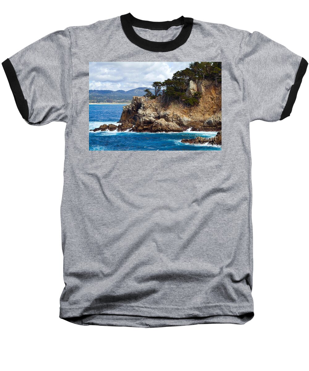 Point Lobos Baseball T-Shirt featuring the photograph Rocky Outcropping at Point Lobos by Charlene Mitchell