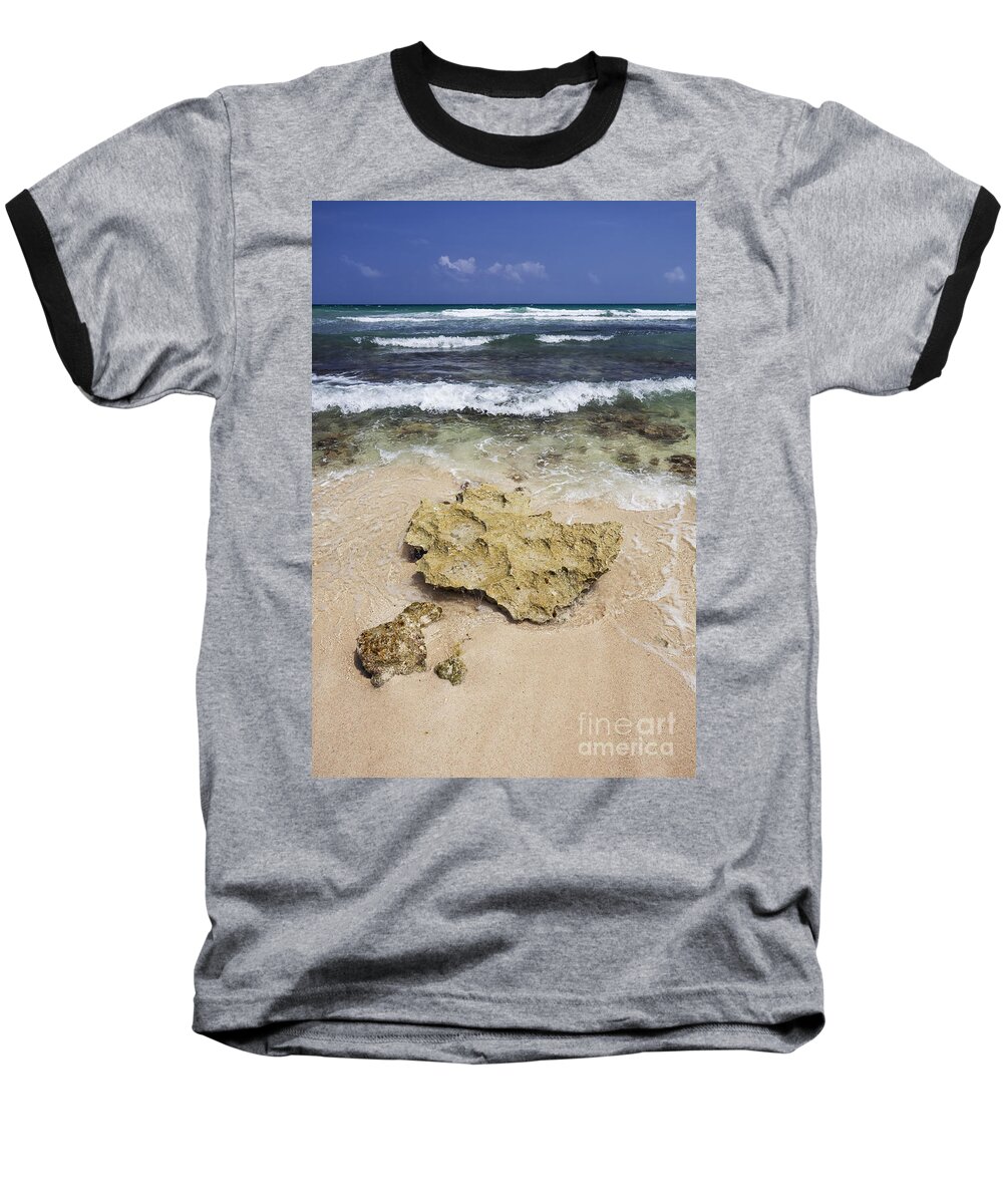 Mexico Baseball T-Shirt featuring the photograph Rocky Shoreline in Tulum by Bryan Mullennix