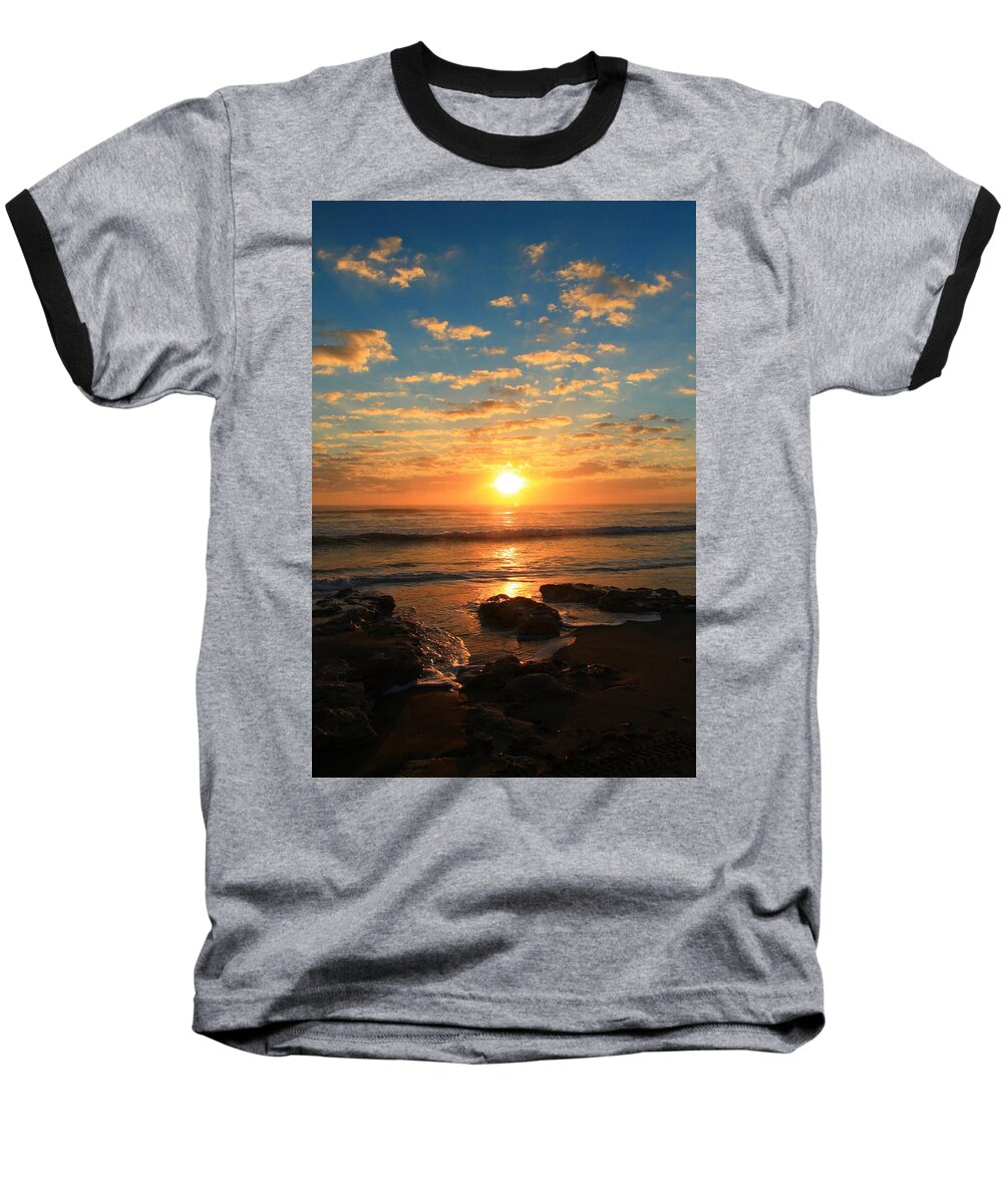 Jupiter Baseball T-Shirt featuring the photograph Rolling over Rocks by Catie Canetti