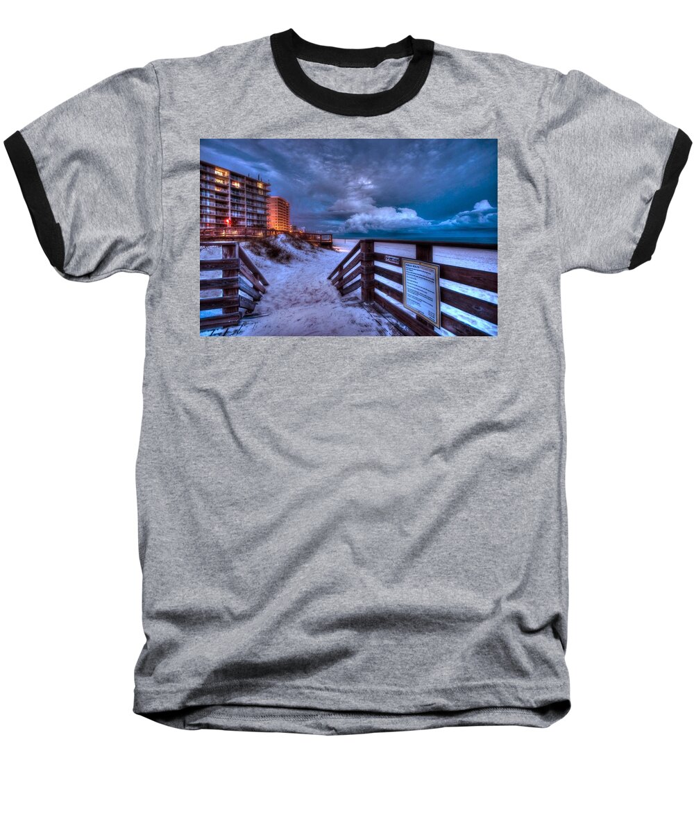 Alabama Baseball T-Shirt featuring the digital art Romar Beach Clouds by Michael Thomas