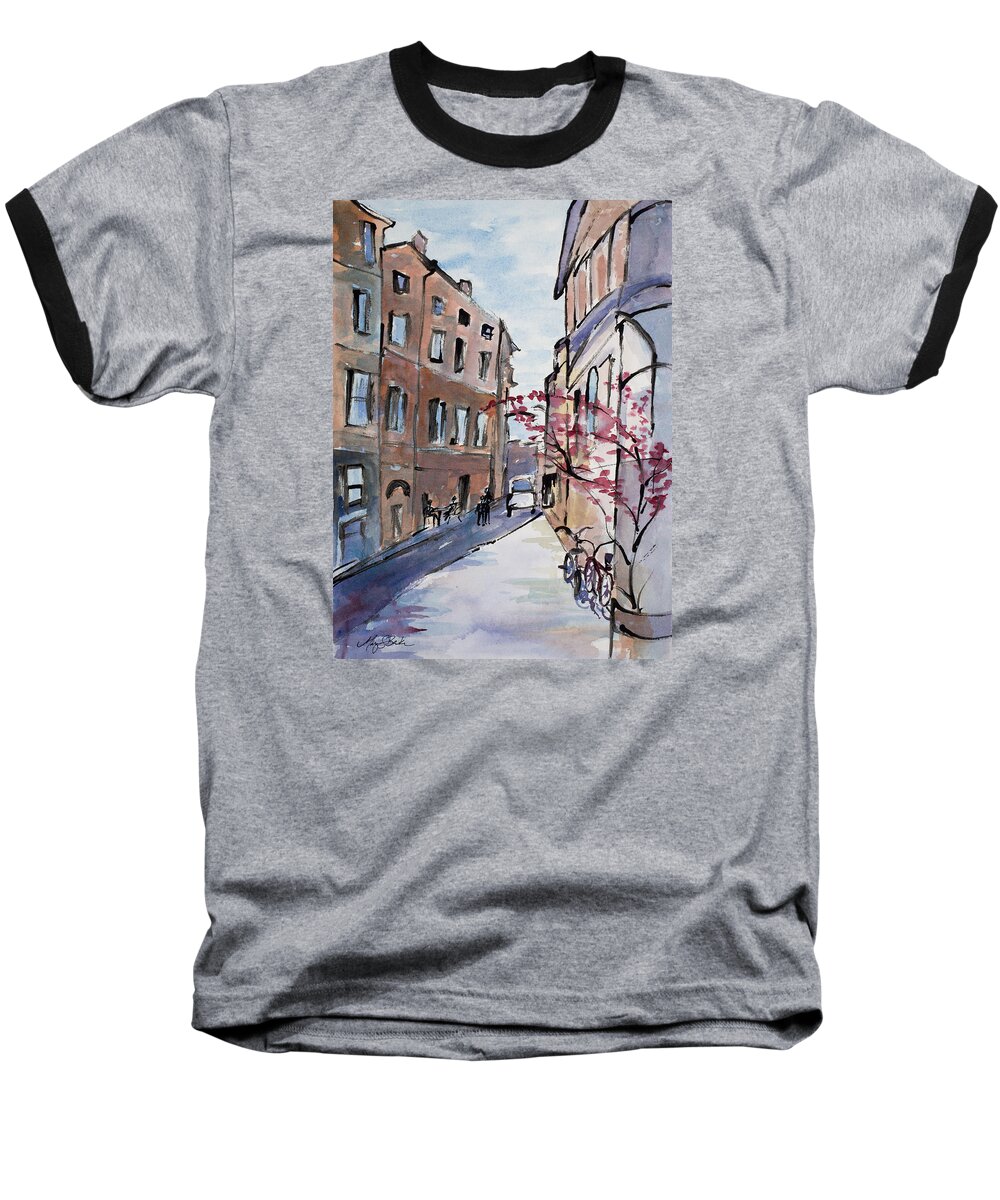 Italy Baseball T-Shirt featuring the painting Rome Street Scene III by Mary Benke