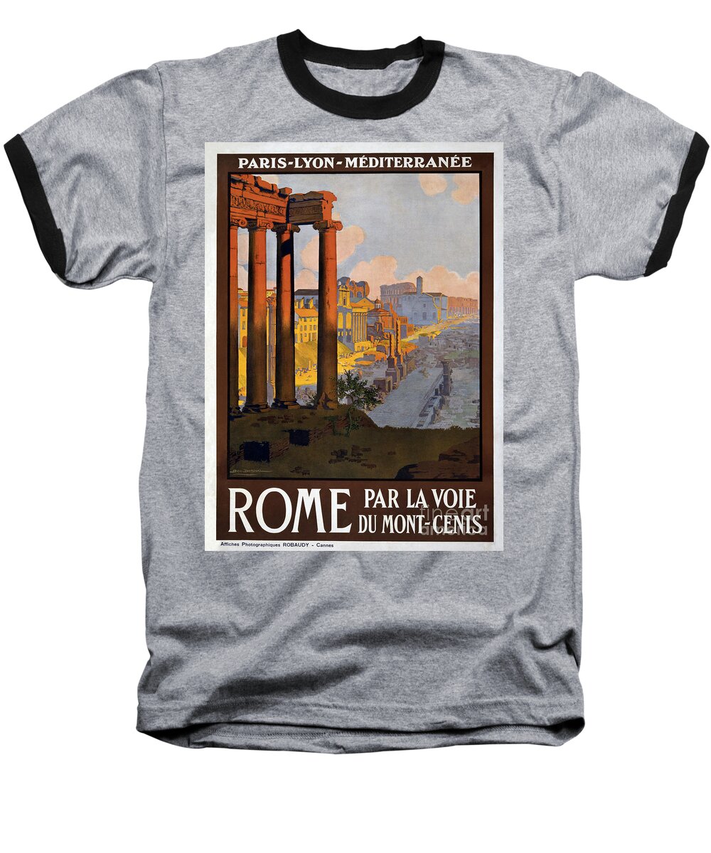 Vintage Italy Travel Poster Baseball T-Shirt featuring the drawing Rome Vintage Travel Poster by Jon Neidert