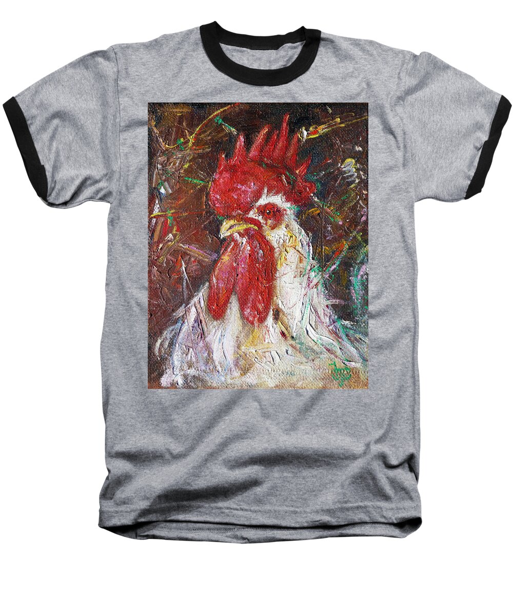 Farm Baseball T-Shirt featuring the painting Rooster by Irek Szelag
