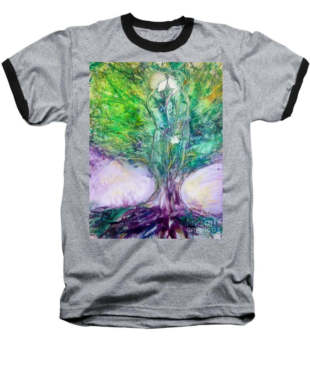 Couple Baseball T-Shirt featuring the painting Rooted In Love by Deborah Nell