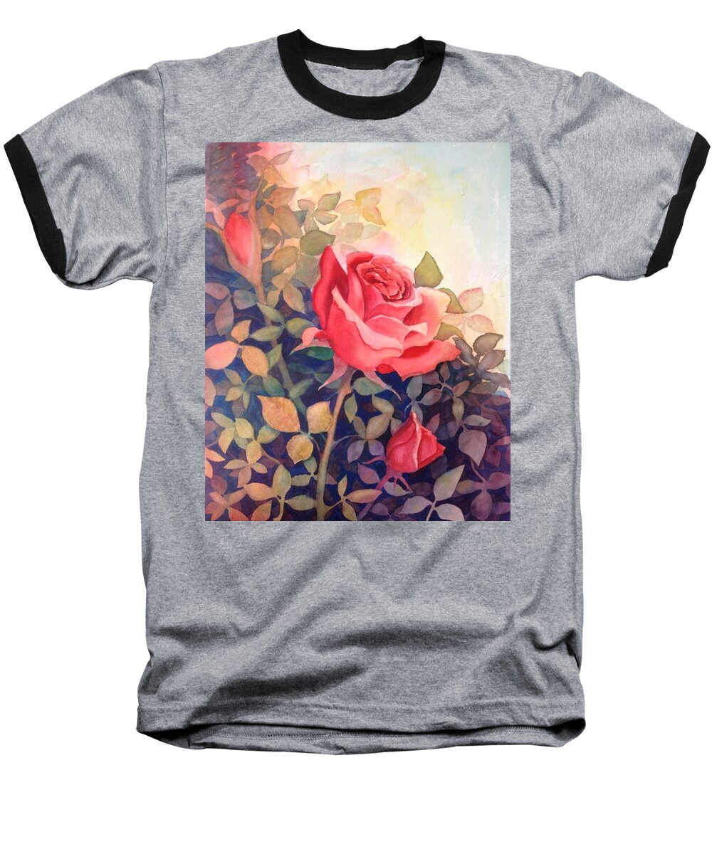 Rose Baseball T-Shirt featuring the painting Rose On a Warm Day by Marilyn Jacobson