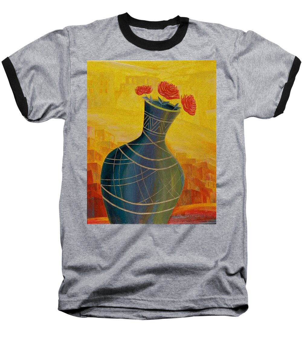 Roses Baseball T-Shirt featuring the painting Roses by Israel Tsvaygenbaum