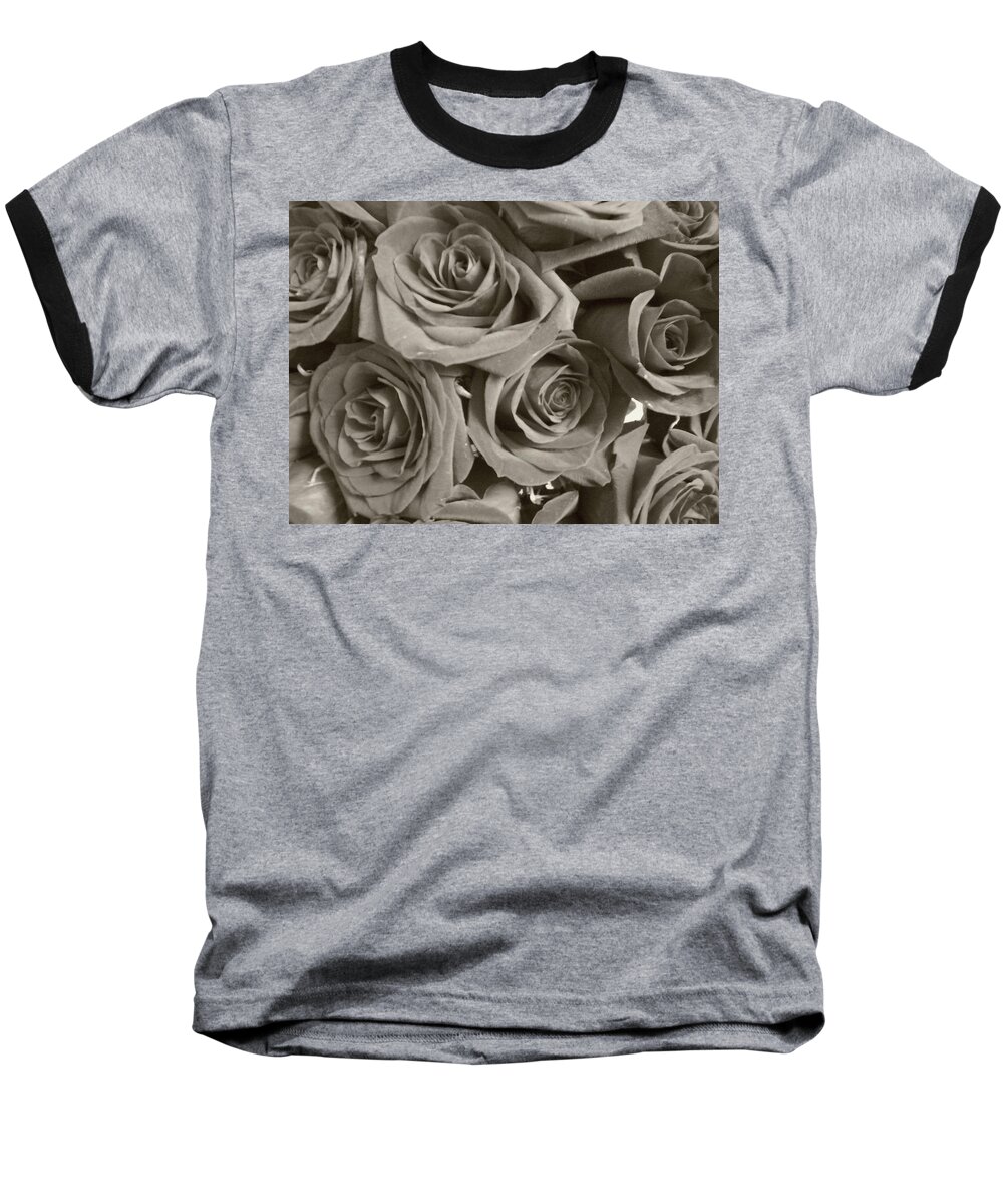 Rose Baseball T-Shirt featuring the photograph Roses On Your Wall Sepia by Joseph Baril