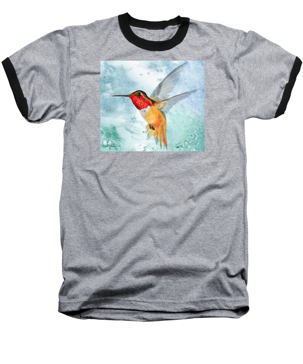 Hummingbird Baseball T-Shirt featuring the painting Da199 Rufous Humming Bird by Daniel Adams by Daniel Adams