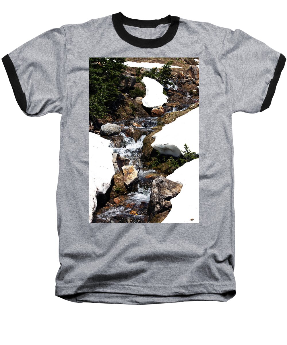 Mountain River Baseball T-Shirt featuring the photograph Running Down the Mountain by Edward Hawkins II