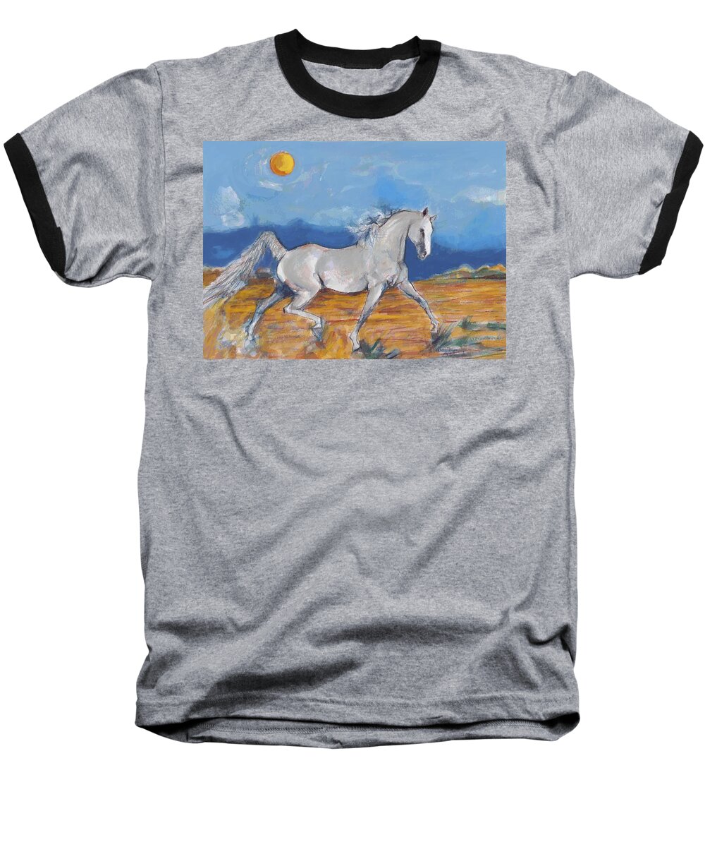 Horse Baseball T-Shirt featuring the digital art Running horse m by Mary Armstrong