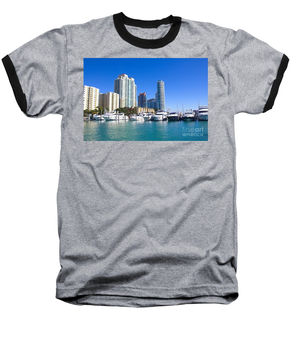 Yachts Baseball T-Shirt featuring the photograph Miami Beach Marina Series 28 by Carlos Diaz