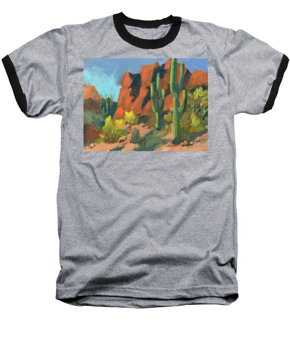 Saguaro Cactus Baseball T-Shirt featuring the painting Saguaro Cactus 1 by Diane McClary