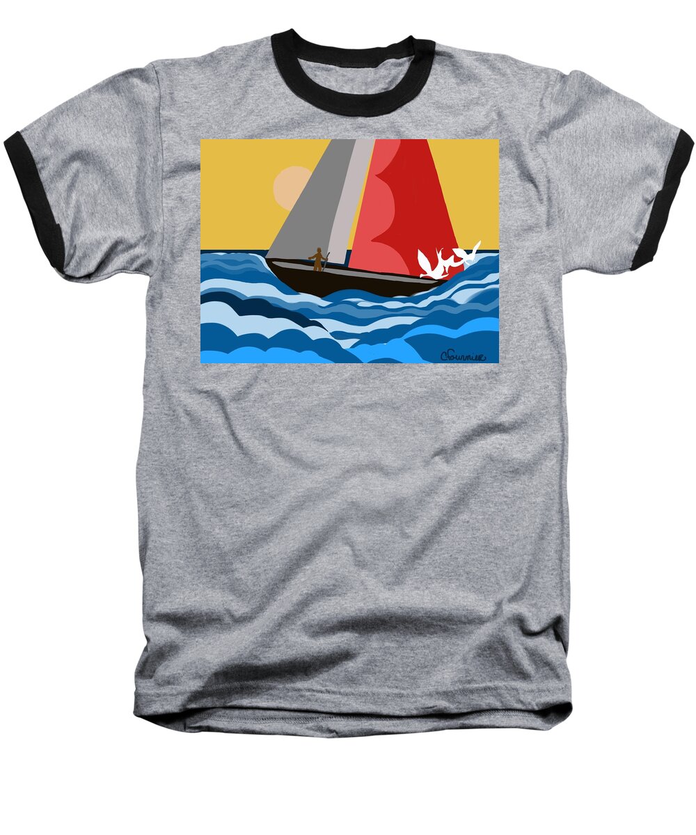 Sail Boat Baseball T-Shirt featuring the digital art Sail Day by Christine Fournier