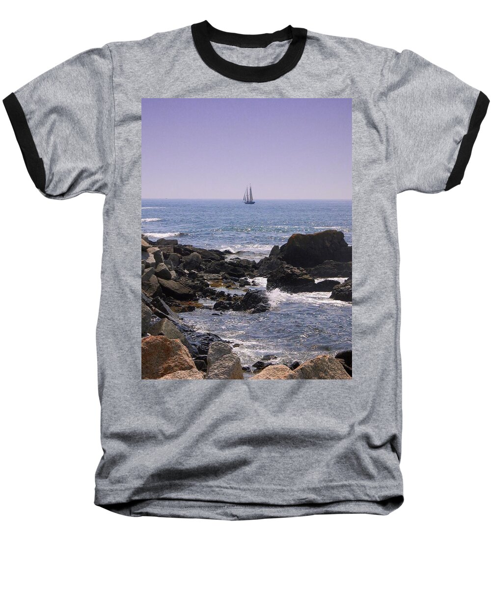 Sailboat Baseball T-Shirt featuring the photograph Sailboat - Maine by Photographic Arts And Design Studio