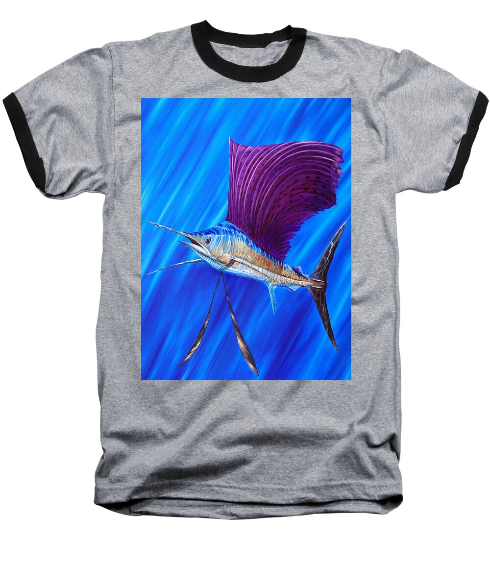 Sailfish Baseball T-Shirt featuring the painting Sailfish by Steve Ozment