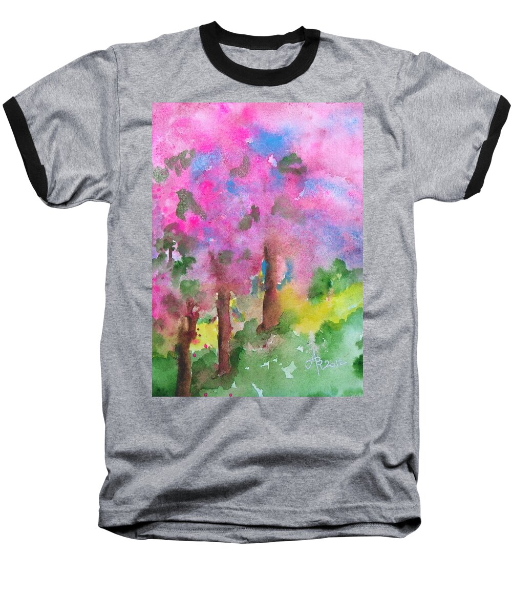 Spring Baseball T-Shirt featuring the painting Sakura by Anna Ruzsan