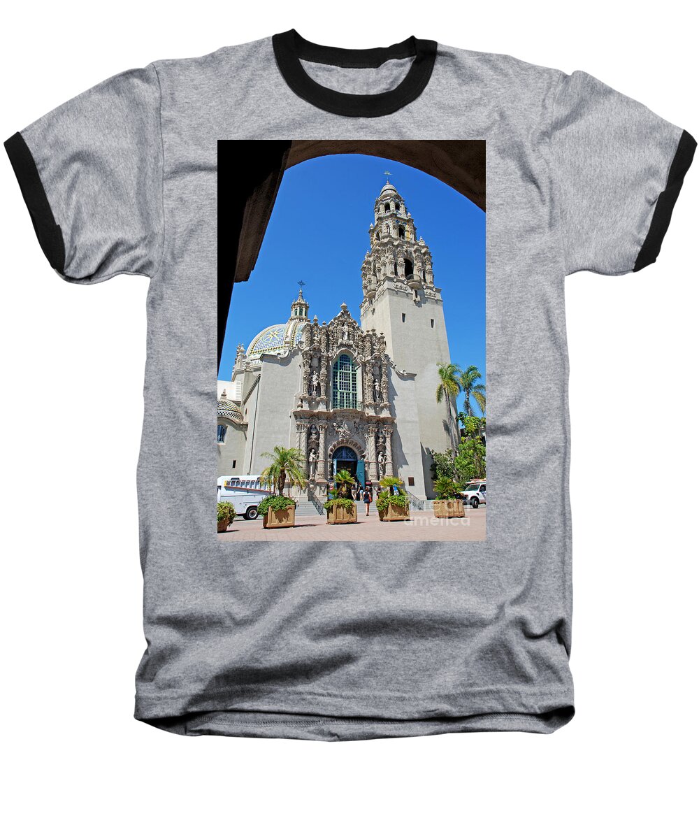 Claudia's Art Dream Baseball T-Shirt featuring the photograph San Diego Museum Of Man by Claudia Ellis
