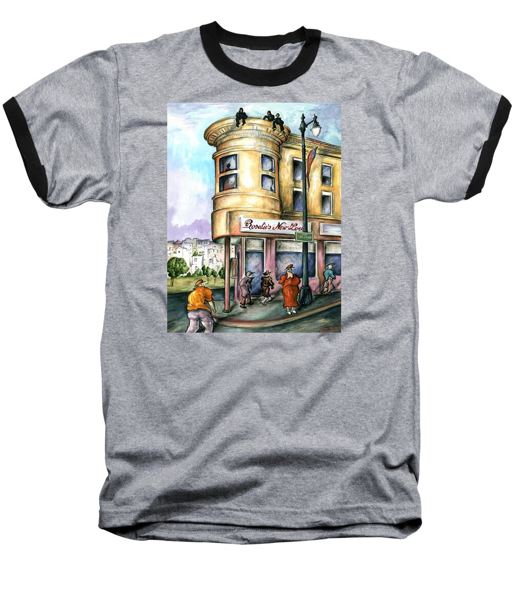 San+francisco Baseball T-Shirt featuring the painting San Francisco North Beach - Watercolor Art Painting by Peter Potter