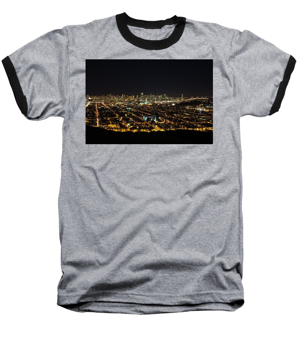 City Baseball T-Shirt featuring the photograph San Francisco Skyline by Dave Files