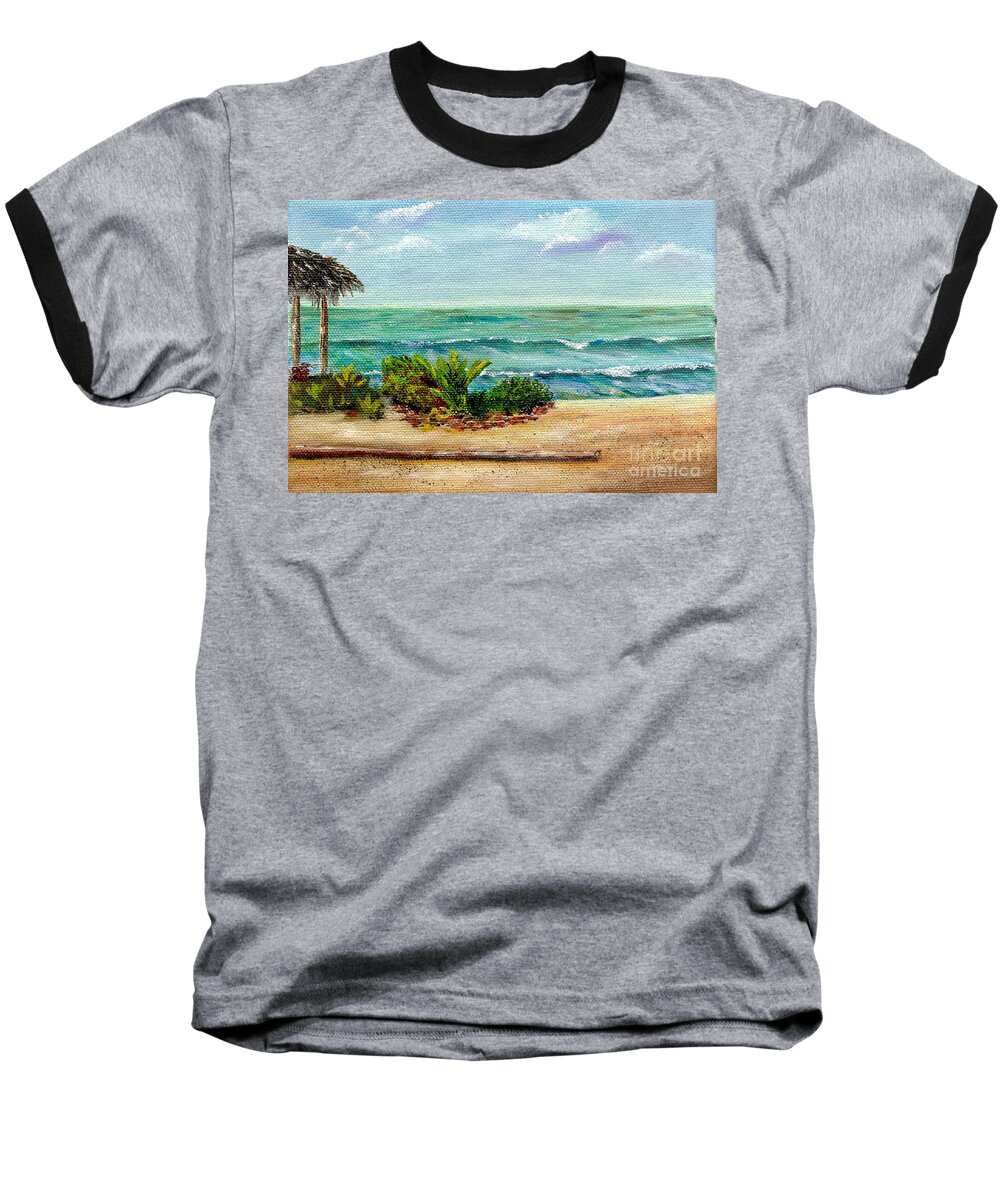 Beach Baseball T-Shirt featuring the painting San Onofre Beach by Mary Scott