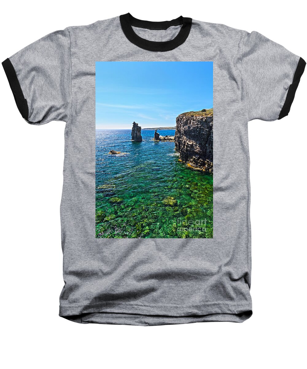 Colonne Baseball T-Shirt featuring the photograph San Pietro island - Le Colonne by Antonio Scarpi