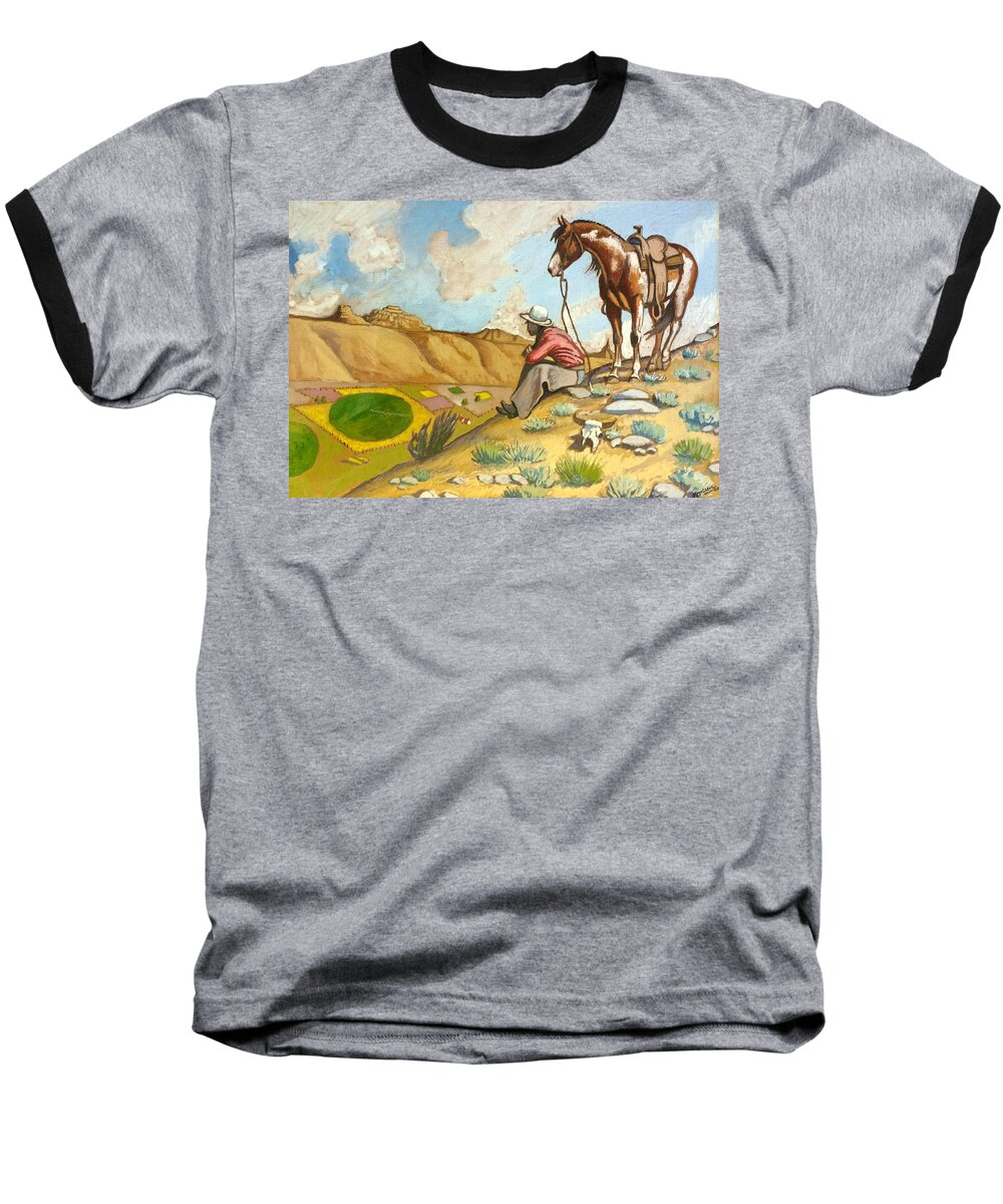 Art Baseball T-Shirt featuring the painting Sandhills Overlook by Bern Miller