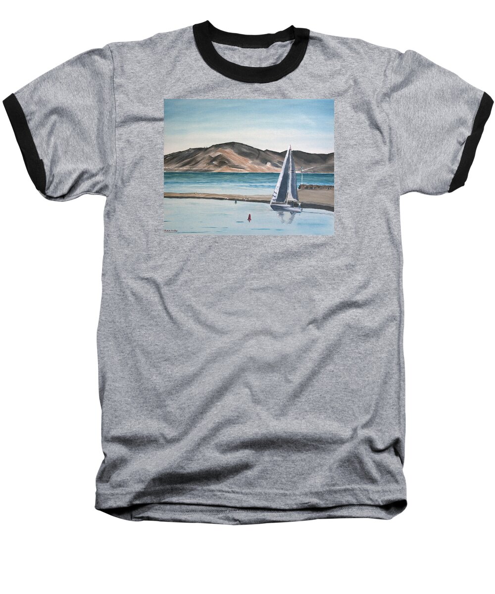 Harbor Baseball T-Shirt featuring the painting Santa Barbara Sailing by Ian Donley