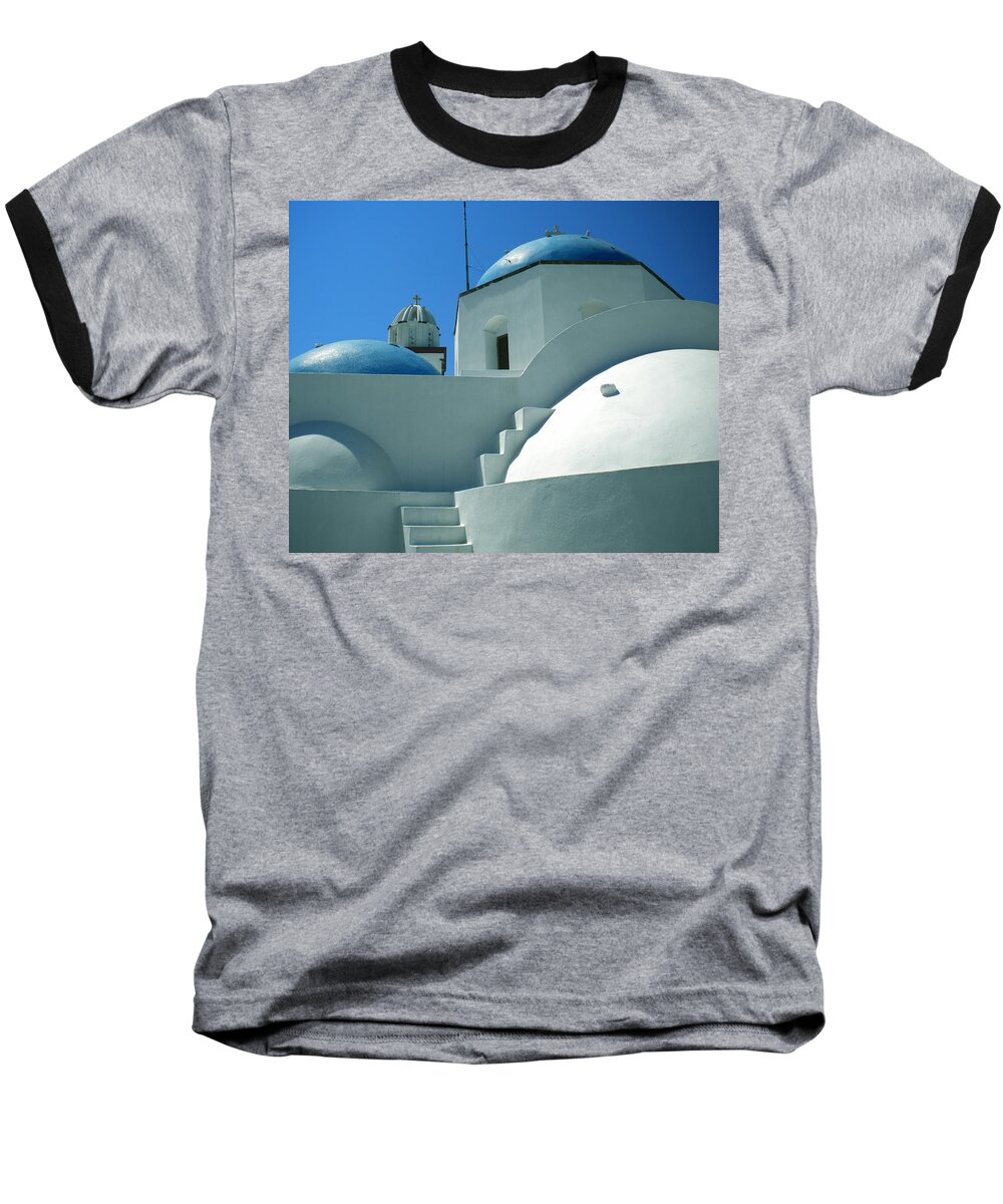 Coletteguggenheim Baseball T-Shirt featuring the photograph Santorini Church Greece by Colette V Hera Guggenheim