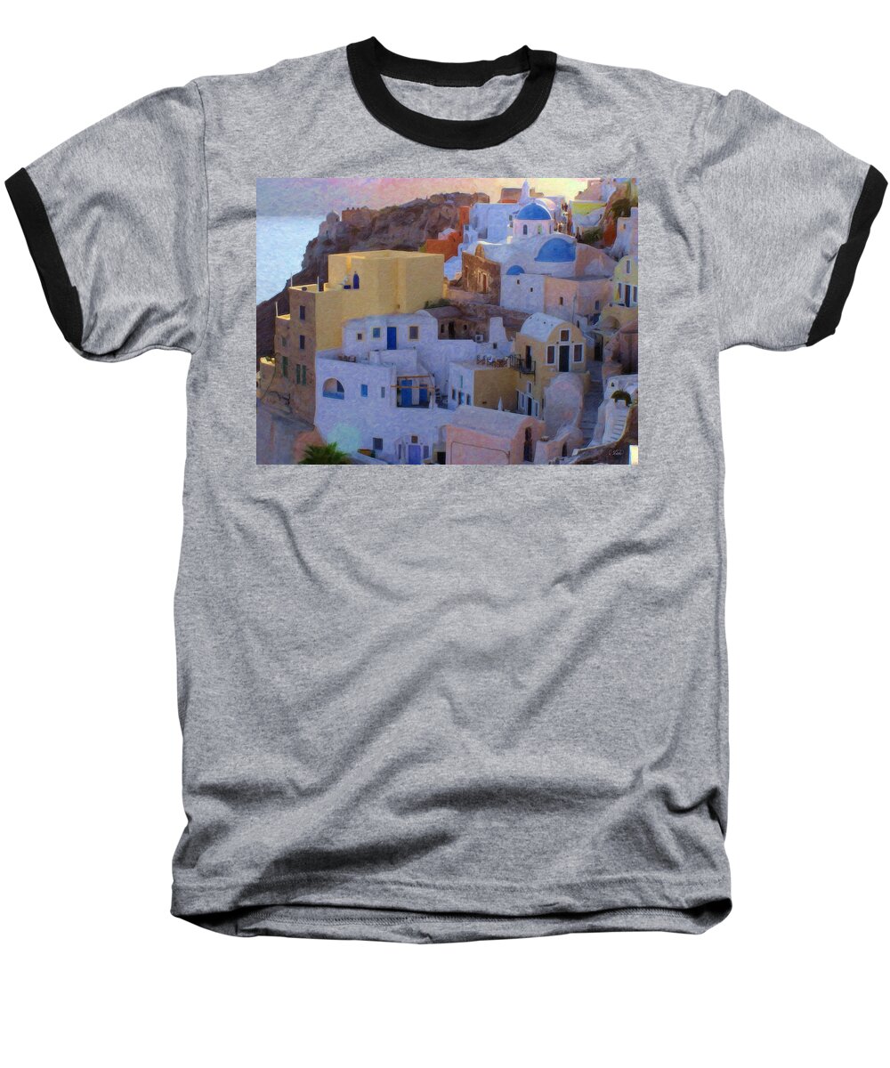 Landscape Baseball T-Shirt featuring the painting Santorini Grk6424 by Dean Wittle