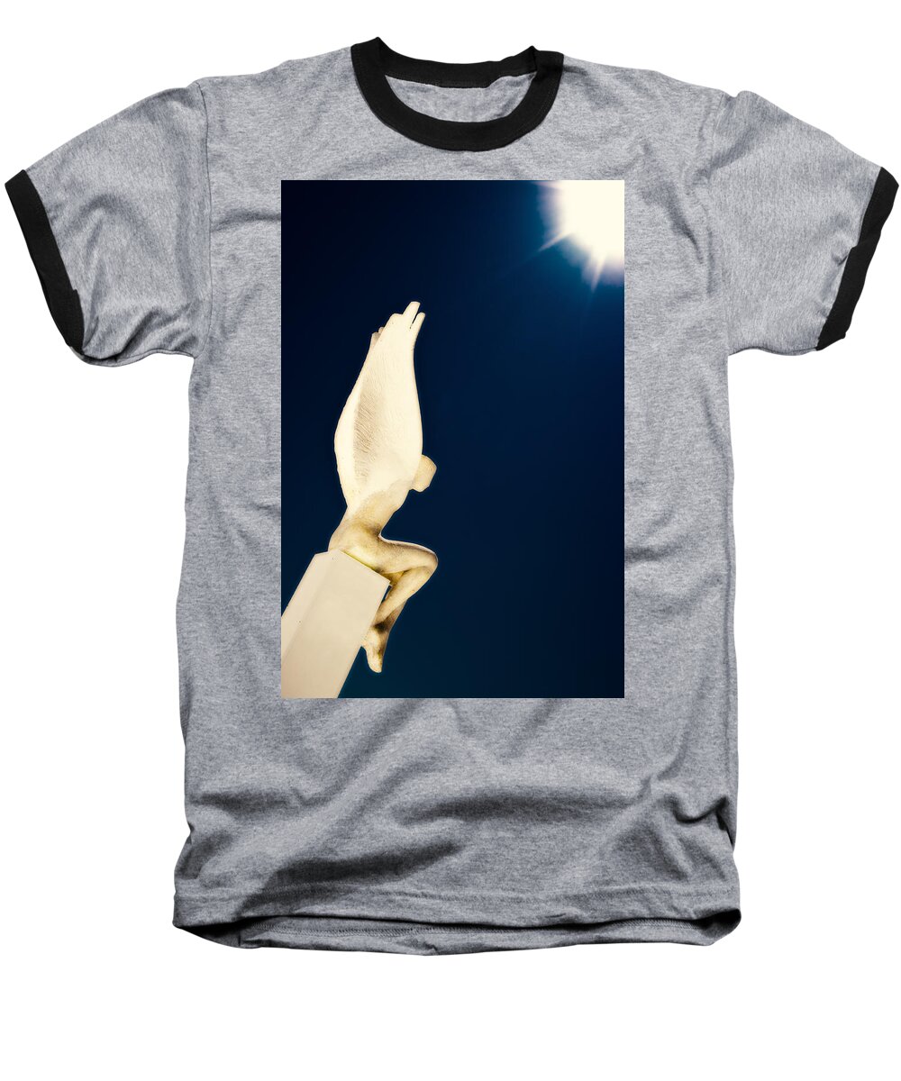 Statue Baseball T-Shirt featuring the photograph Santorini Guardian by Meirion Matthias