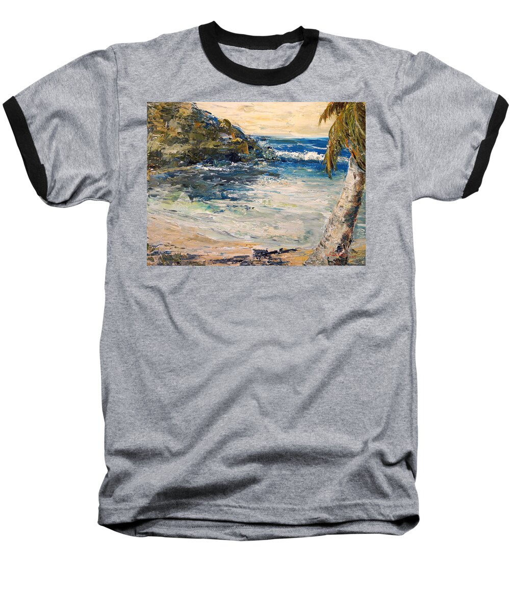 Seascape Baseball T-Shirt featuring the painting Saturday Afternoon by Alan Lakin