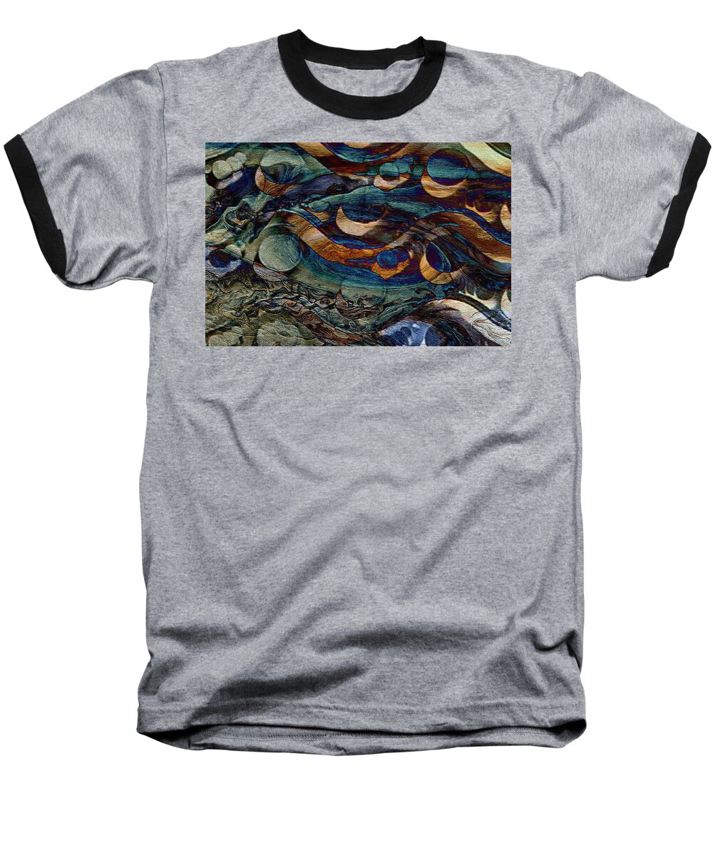 Abstract Art Baseball T-Shirt featuring the digital art Saturn Turn Abstract by Mary Clanahan