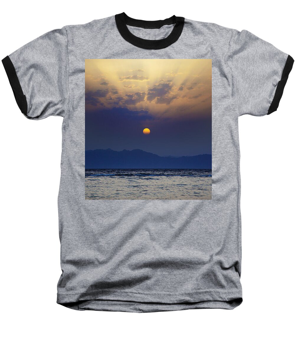 Sunrise Photograph Baseball T-Shirt featuring the photograph Saudi Sunrise Seascape by David Davies