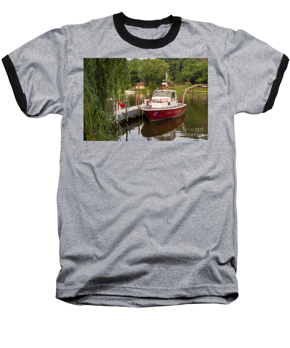 Fire Boat Baseball T-Shirt featuring the photograph Saugatuck Fire Boat by Amy Lucid