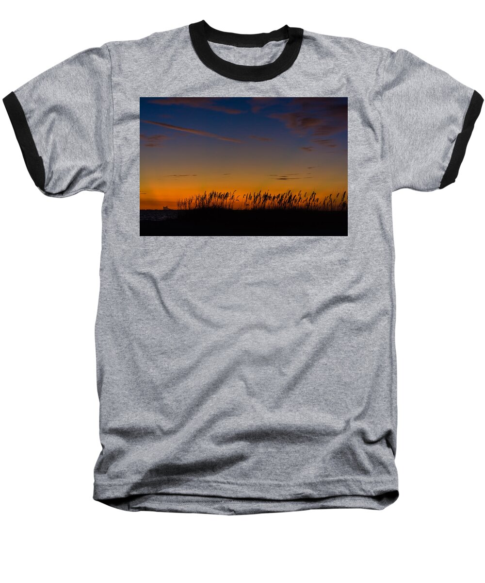 Beach Baseball T-Shirt featuring the photograph Sea Oats at Twilight by Ed Gleichman