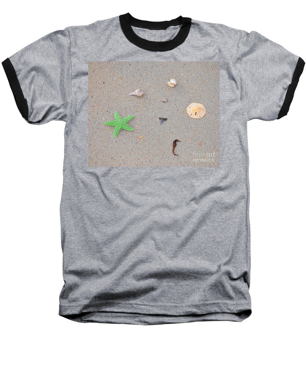 Sea Star Baseball T-Shirt featuring the photograph Sea Swag - Green by Al Powell Photography USA