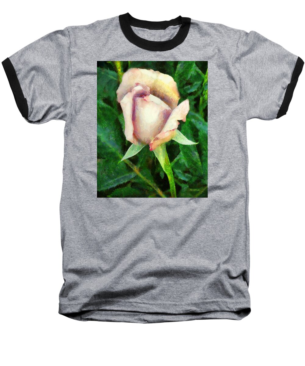 Rose Baseball T-Shirt featuring the painting Seashell Rose by RC DeWinter