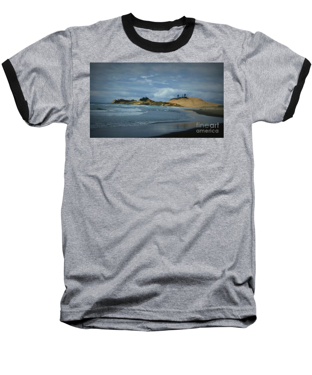 Seashore Scenic Landscape Baseball T-Shirt featuring the photograph Seashore Blue by Susan Garren